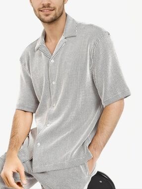 Zara Short Sleeve Stripe Button Up Shirt